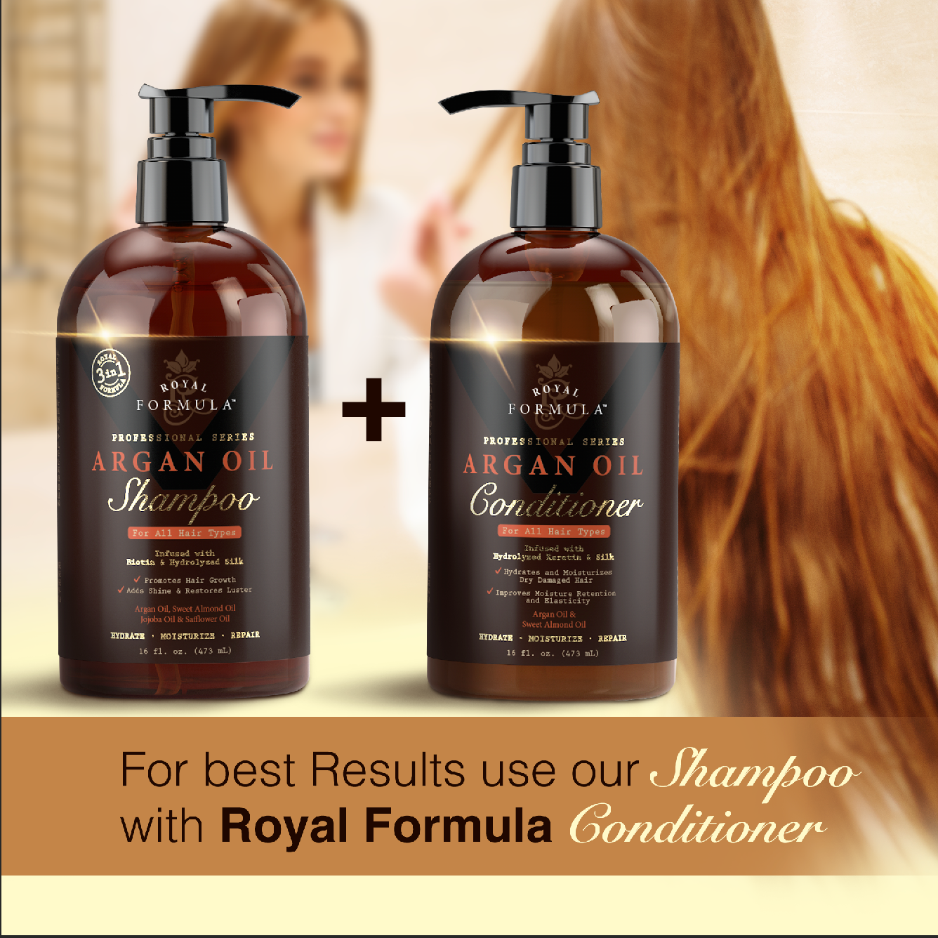 Argan Oil Shampoo Infused with Biotin & Hydrolyzed Silk 16 oz/473 ml